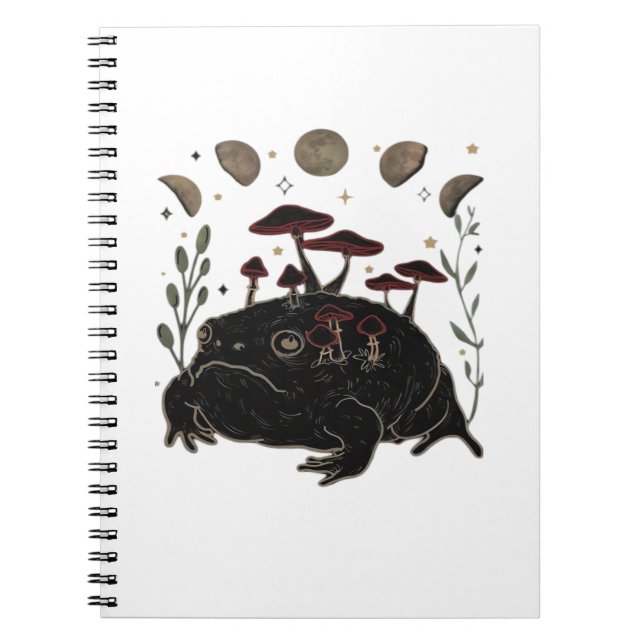 Academia Moon Witchy Goblincore Aesthetic Frog Cla Notizblock (Vorderseite)