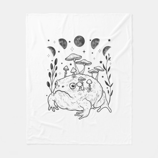 Academia Moon Witchy Goblincore Aesthetic Frog Fleecedecke (Vorderseite)