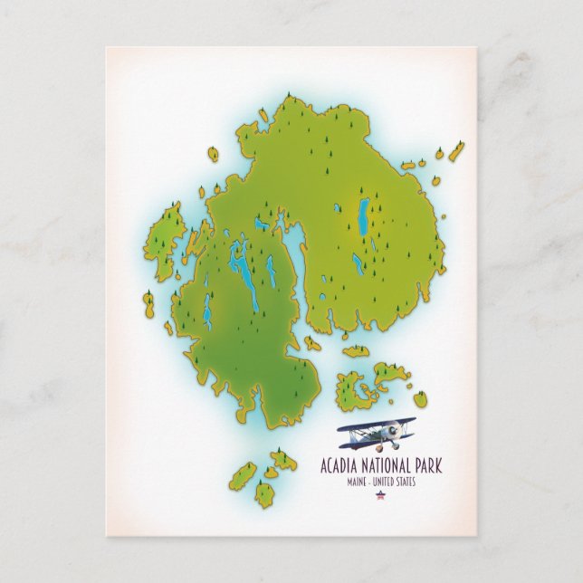 Acadia, Maine National Park Karte Reiseplan. (Vorderseite)