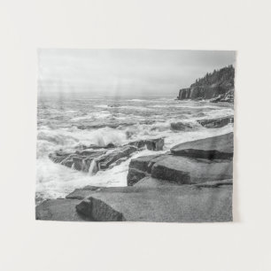 Acadia Maine Rocky Shoreline SMALL Wandteppich