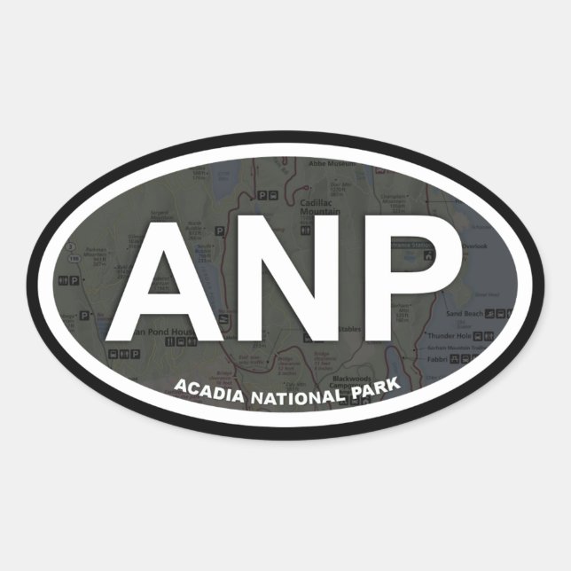 Acadia Map Aufkleber (weißer Text) (Vorderseite)