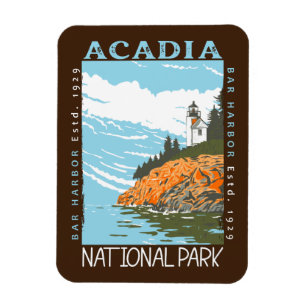 Acadia National Park Bar Harbor Lighthouse Vintage Magnet