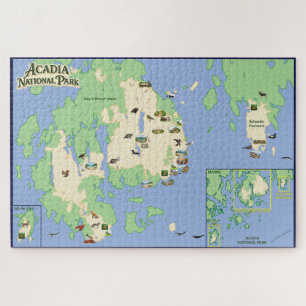 Acadia National Park Illustrierte Landkarte-Puzzle