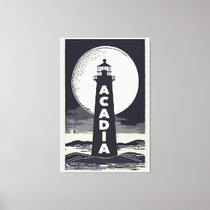 Acadia National Park Lighthouse Moon Leinwanddruck