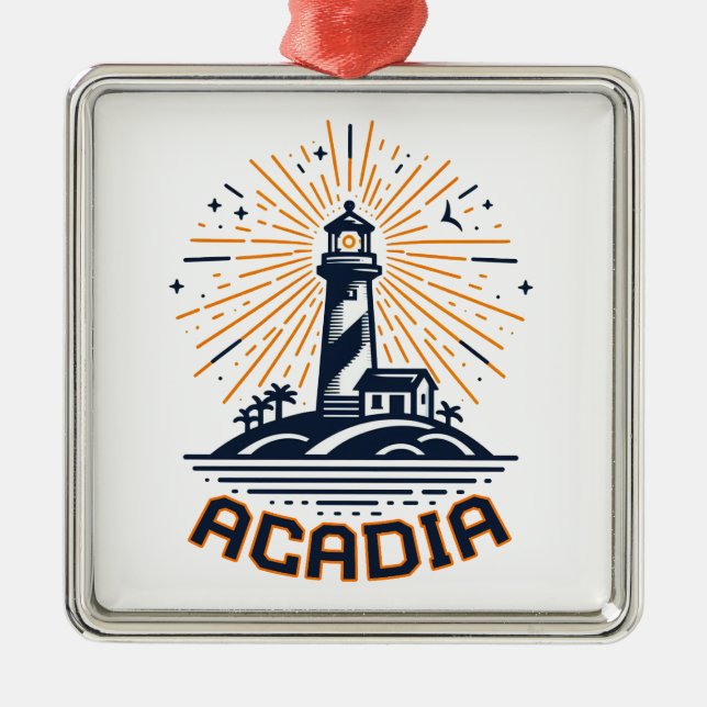 Acadia National Park Lighthouse Sunrise Ornament Aus Metall (Vorne)