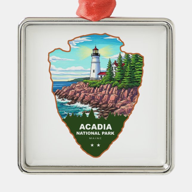 Acadia National Park Maine Arrowhead Ornament Aus Metall (Vorne)