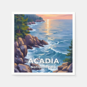 Acadia National Park   Maine Malerei Reise Kunst Serviette