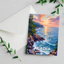 Acadia National Park | Maine Malerei Reisekarte