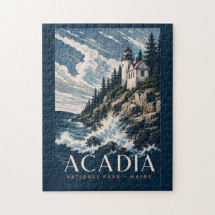 Acadia National Park Maine Moderne Holzschnitt Rei