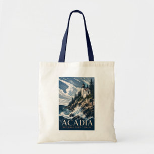 Acadia National Park Maine Moderne Holzschnitt-Rei Tragetasche