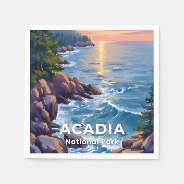 Acadia National Park | Maine Painting Travel Art Serviette (Vorderseite)