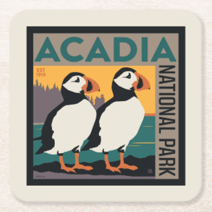 Acadia National Park, Maine Puffins Rechteckiger Pappuntersetzer