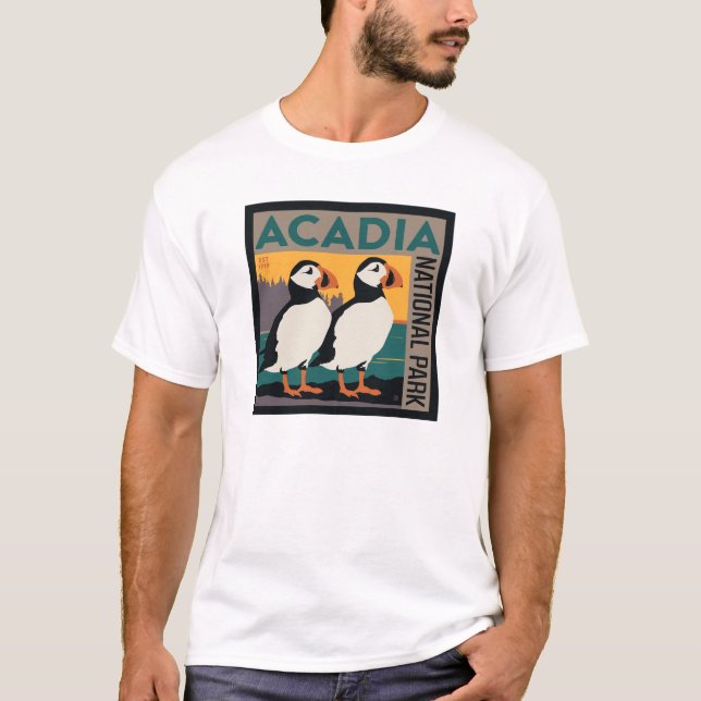 Acadia National Park, Maine | Puffins T-Shirt (Vorderseite)