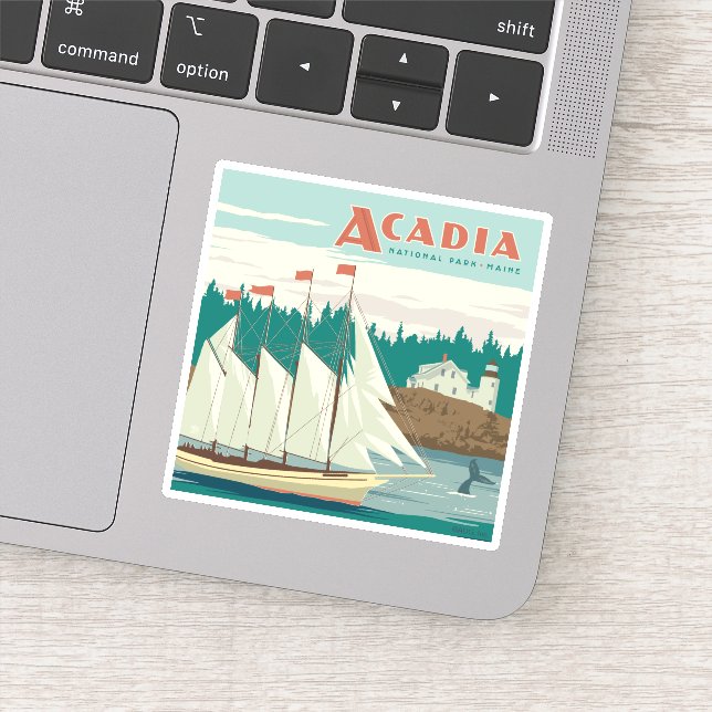 Acadia National Park, Maine | Sailboat & Whale Aufkleber (Detail)