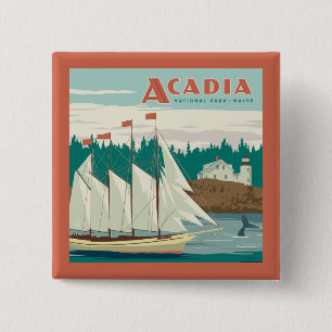 Acadia National Park, Maine Sailboat & Whale Button