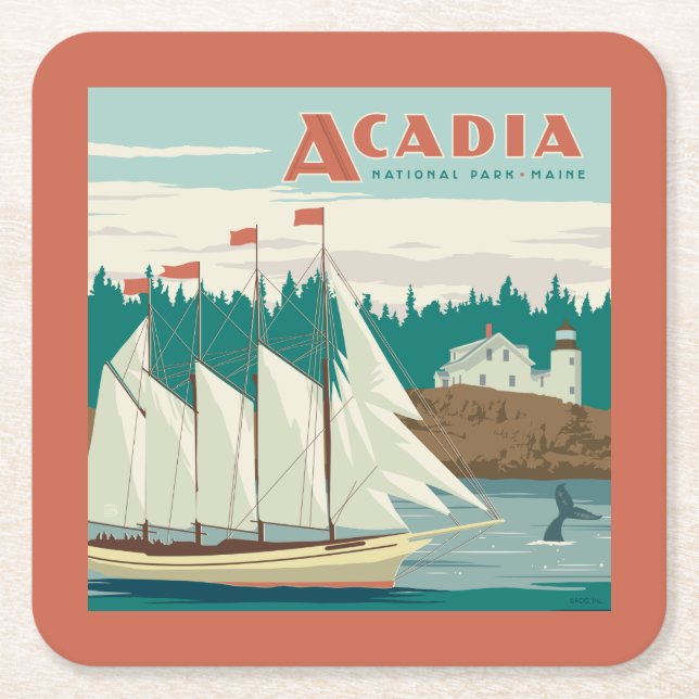 Acadia National Park, Maine | Sailboat & Whale Rechteckiger Pappuntersetzer (Vorderseite)