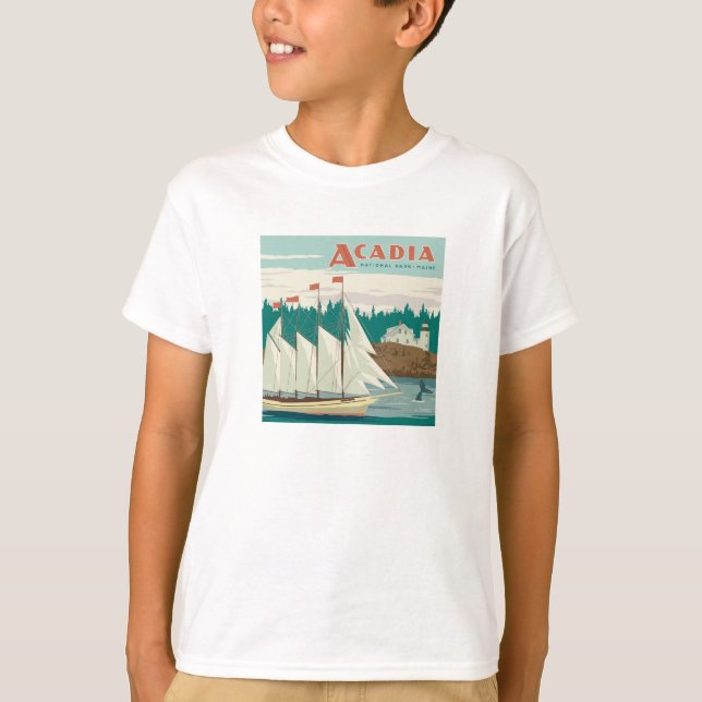 Acadia National Park, Maine | Sailboat & Whale T-Shirt (Vorderseite)