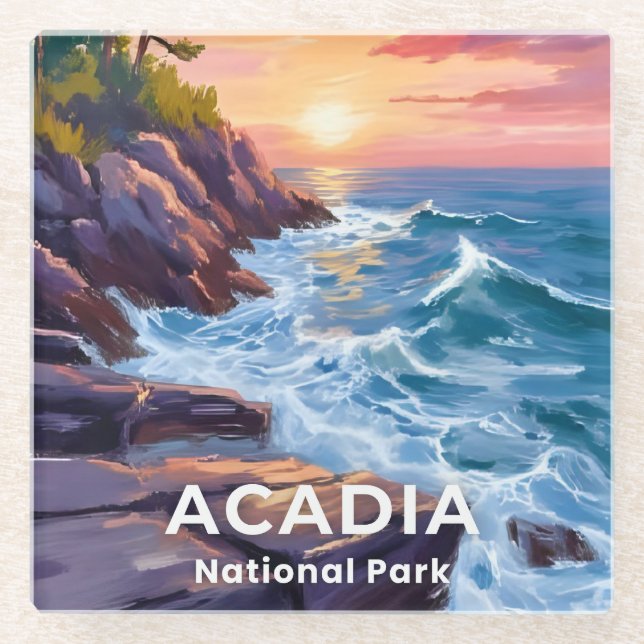 Acadia National Park | Otter Cliffs Maine Travel Glasuntersetzer (Vorderseite)