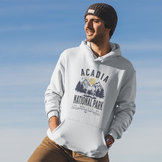 Acadia National Park Vintage Landscape Hoodie (Von Creator hochgeladen)
