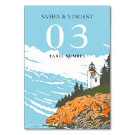 Acadia National Park Wedding Retro Tischnummer