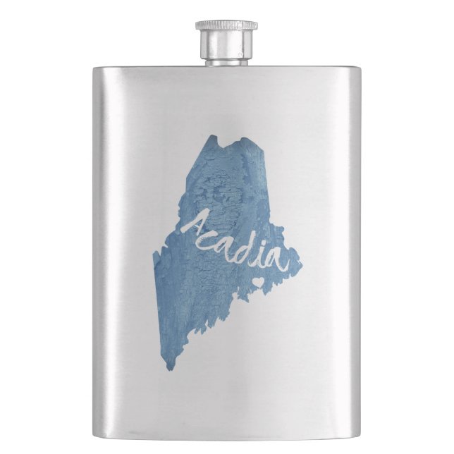 Acadia National Park Wood Grain Flachmann (Vorderseite)