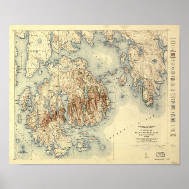 Acadia Nationalpark 1931 Topografische Karte Poster (Vorne)