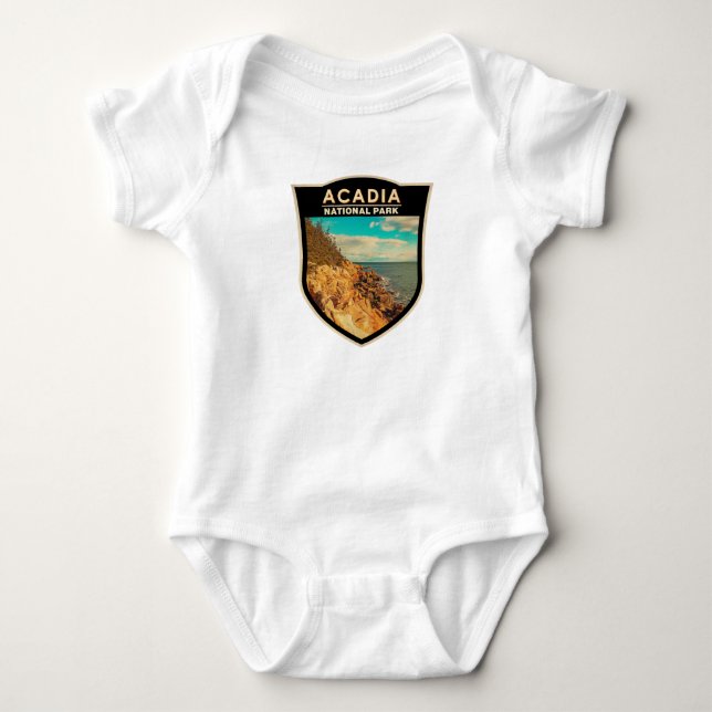 Acadia Nationalpark Bar Harbour Abzeichen Baby Strampler (Vorderseite)
