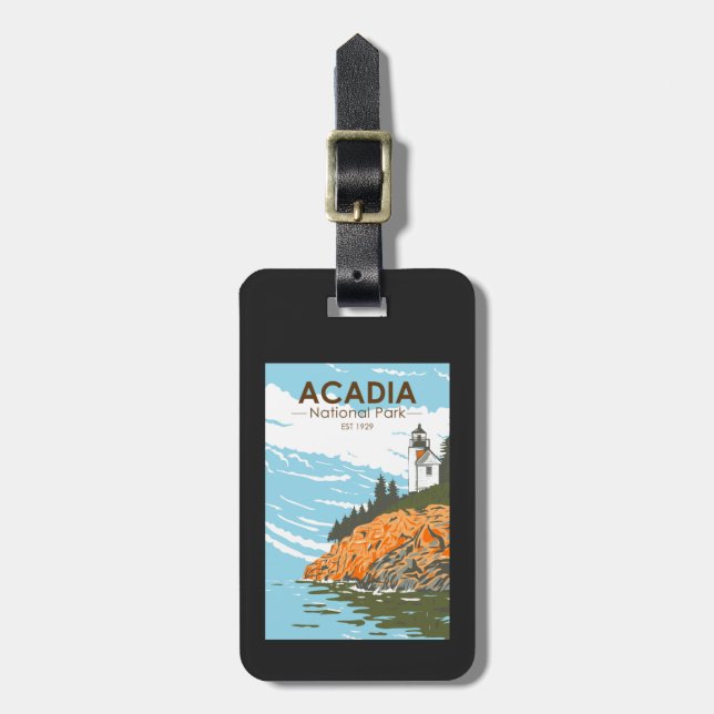 Acadia Nationalpark Bar Harbour Lighthouse Maine Gepäckanhänger (Vorderseite vertikal)