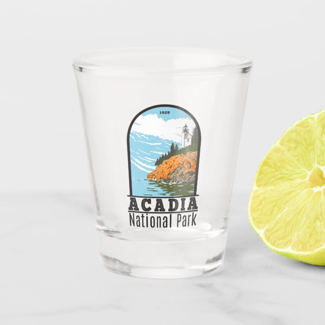 Acadia Nationalpark Bar Harbour Lighthouse Maine Schnapsglas (Vorderseite)