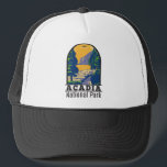 Acadia Nationalpark Bar Harbour Ocean Path Truckerkappe<br><div class="desc">Acadia Vektorgrafik Design. Der Acadia Nationalpark liegt hauptsächlich auf der Mount-Wüsteninsel Maine. Die Landschaft ist geprägt von Wäldern, felsigen Stränden und gletschergeschmückten Granitgipfeln wie dem Cadillac Mountain.</div>
