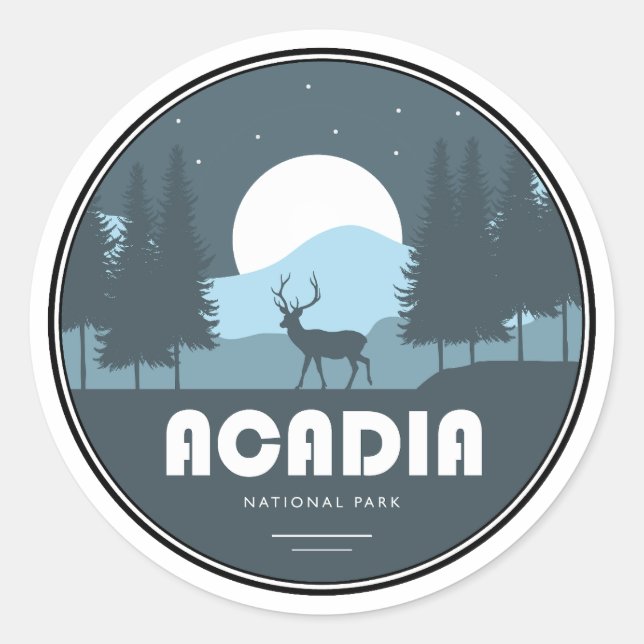 Acadia Nationalpark Deer Runder Aufkleber (Vorderseite)