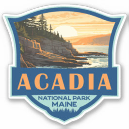 Acadia Nationalpark Illustration Retro Abzeichen Aufkleber