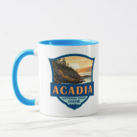 Acadia Nationalpark Illustration Retro Abzeichen