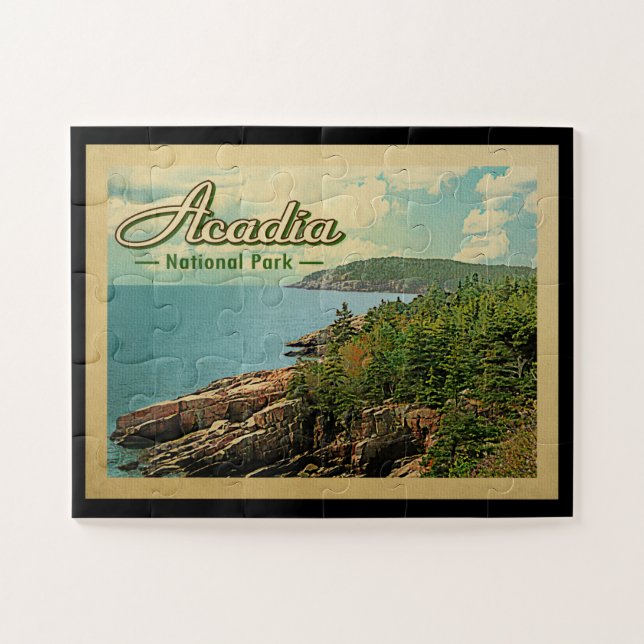 Acadia Nationalpark Jigsaw Puzzle Vintage Reise (Horizontal)