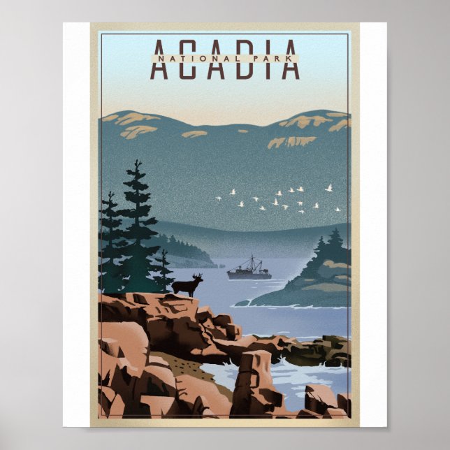 Acadia Nationalpark Litho Artwork Poster (Vorne)