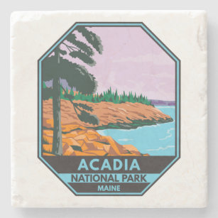 Acadia Nationalpark Maine Bar Harbor Vintag Steinuntersetzer