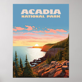 Acadia Nationalpark Maine Coast Retro Poster