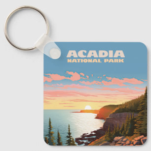 Acadia Nationalpark Maine Coast Retro Schlüsselanhänger