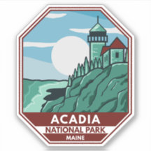Acadia Nationalpark Maine Leuchtturm Retro Emblem