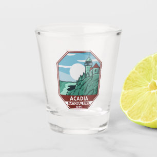 Acadia Nationalpark Maine Leuchtturm Retro Emblem Schnapsglas