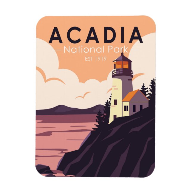 Acadia Nationalpark Maine Lighthouse Vintag Magnet (Vertikal)