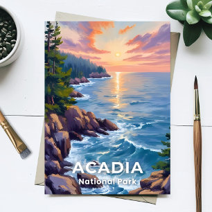 Acadia Nationalpark   Maine Malerei Art Postkarte