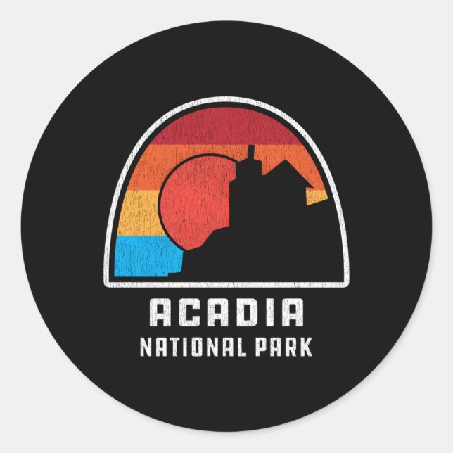 Acadia Nationalpark Maine Outdoor Style Runder Aufkleber (Vorderseite)