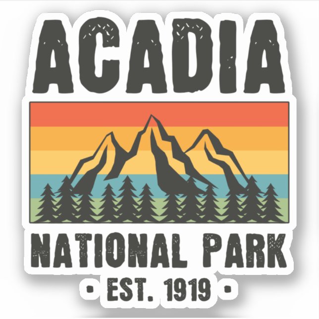 Acadia Nationalpark, Maine Retro Vintag Aufkleber (Vorderseite)