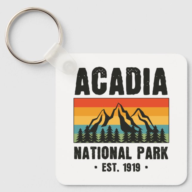 Acadia Nationalpark, Maine Retro Vintag Schlüsselanhänger (Vorderseite)