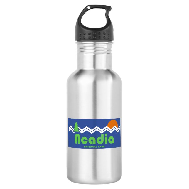 Acadia Nationalpark Retro Edelstahlflasche (Vorderseite)