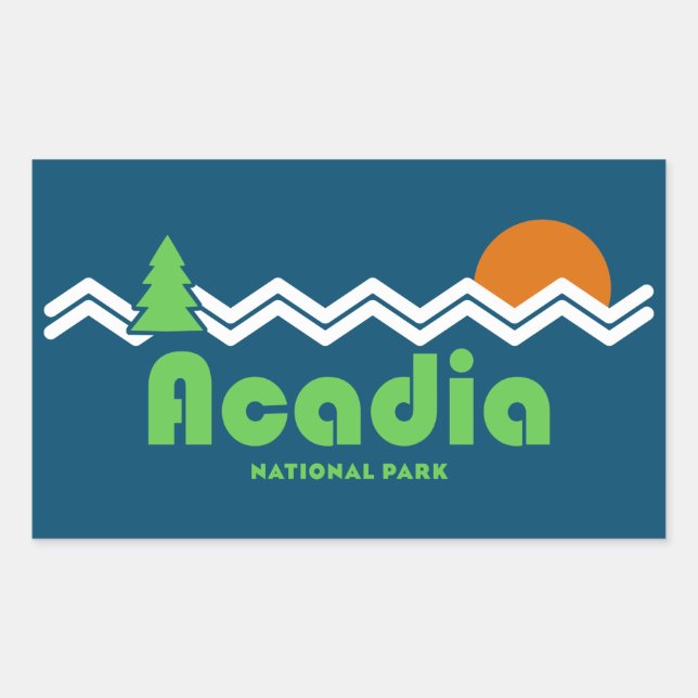 Acadia Nationalpark Retro Rechteckiger Aufkleber (Vorderseite)