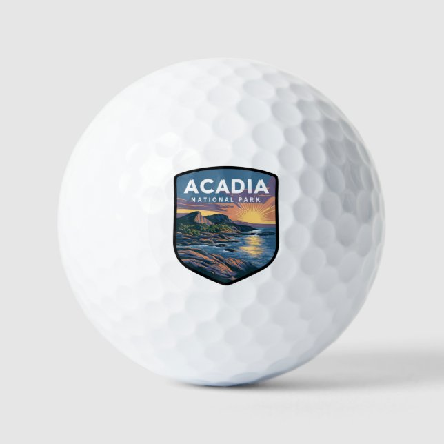 Acadia Nationalpark Sunset Abzeichen Golfball (Vorderseite)