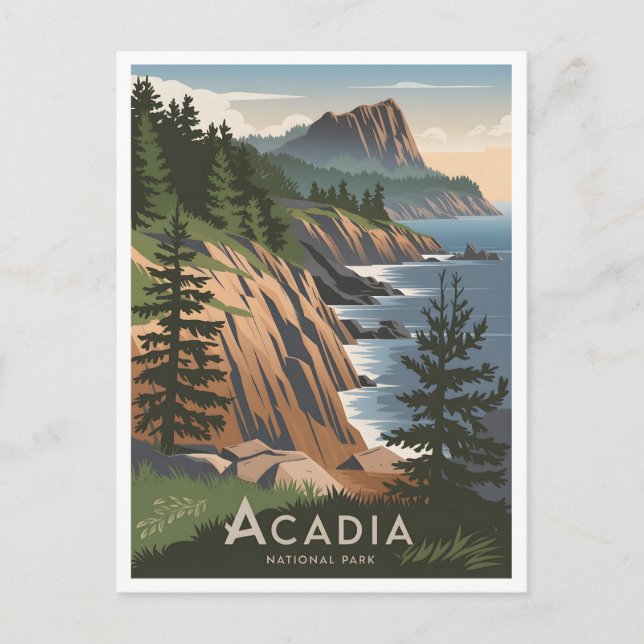 Acadia Nationalpark Vintag Postkarte (Vorderseite)