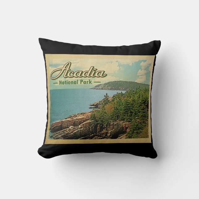 Acadia Nationalpark Vintage Kissen (Vorderseite)